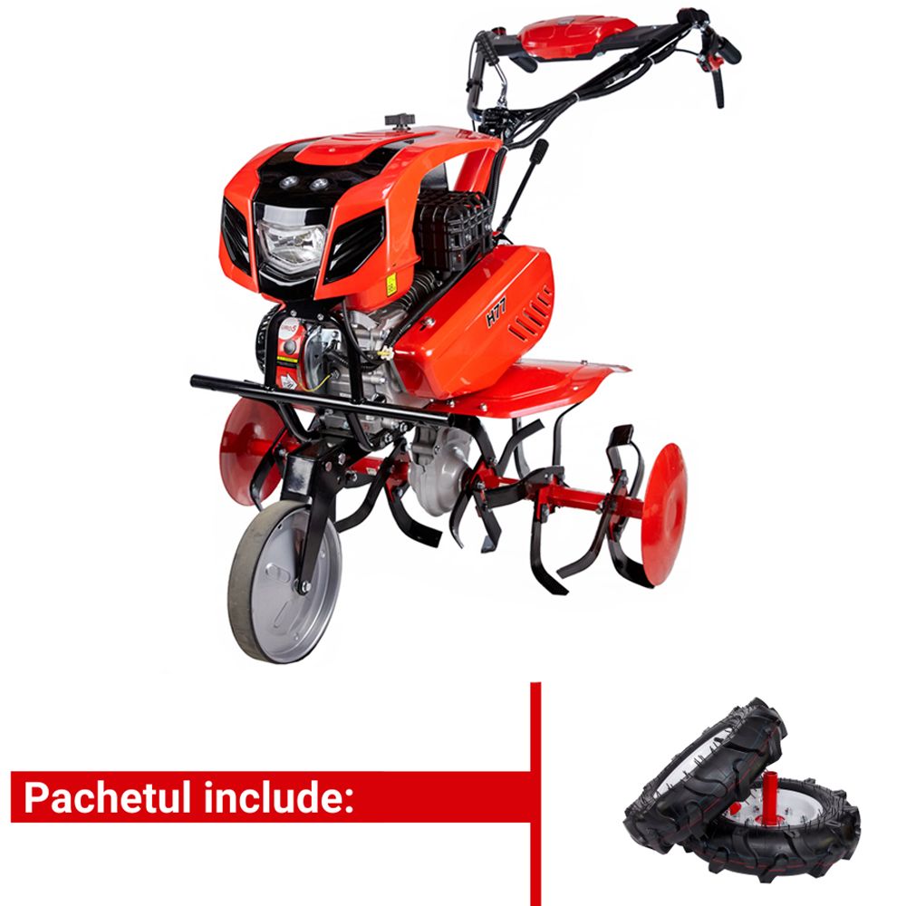 Motocultor H77 7 motor-4T-benzina freze+roti de cauciuc ENERGO