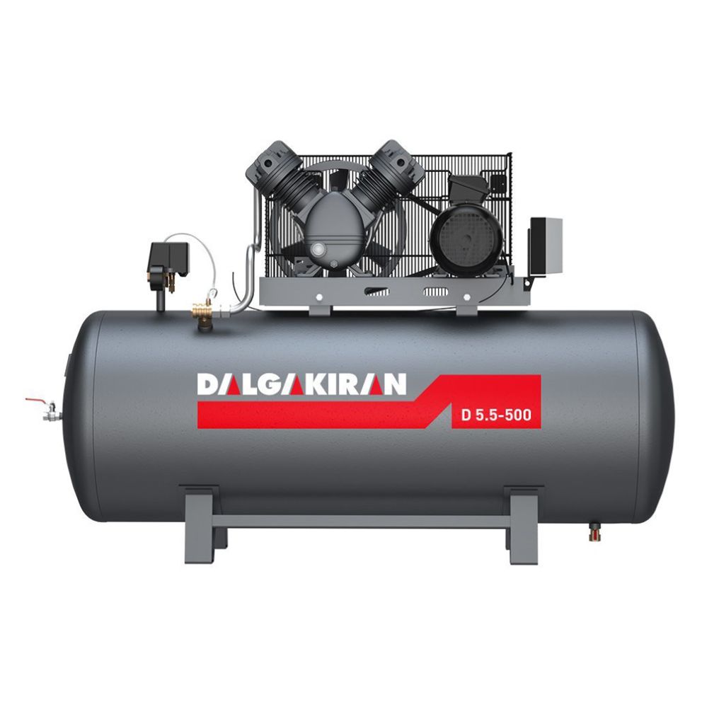 Compresor cu piston D5.5-250/580 AC debit aer refulat 450L/min P-12.5bari volum vas 250L 4.0kW 400V DALGAKIRAN