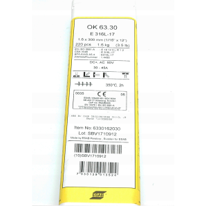 Electrozi sudura inox OK63.30 invelis-rutilic (AWS E316L-17) 1.6x300mm 1.6kg ESAB