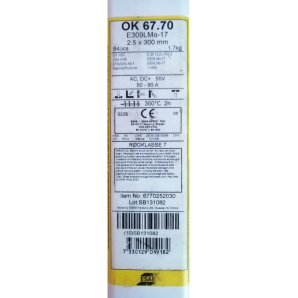Electrozi sudura /incarcare inox OK67.70 invelis-rutilic (AWS E309LMo-17) 2.5x300mm 1.7kg ESAB