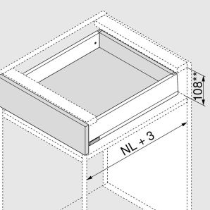 Merivobox laterala de sertar dreapta M-91mm NL-500mm gri-indiu mat 470M5002S IG-M BLUM