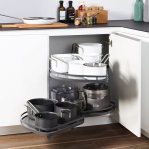 Cos extractibil de colt rotativ carusel corp s-800mm stanga gri antracit ENERGO