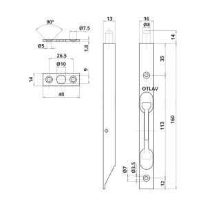 Zavor ingropat pentru usi L-160mm cupru antic