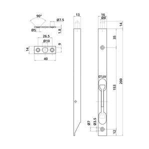 Zavor ingropat pentru usi L-200mm zincat galben