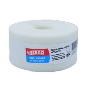 Banda adeziva din fibra de sticla FIBER FIX latime 50mm L-25m 48g/mp netesuta pentru armare/imbinare gips carton ENERGO