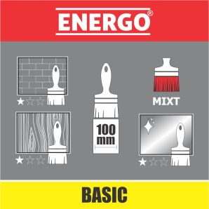 Pensula lata BASIC fir mixt 100mm cu maner plastic alb ENERGO
