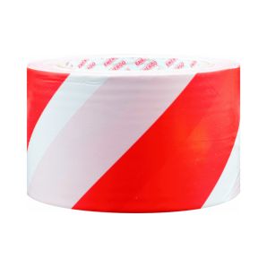 Banda avertizare ALERT neadeziva polietilena alb/rosu latime 70mm L-200m g-0.05mm pentru delimitare zone de lucru ENERGO
