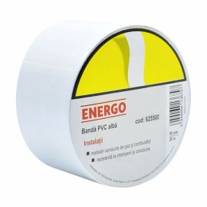 Banda adeziva BP 2351 din PVC alba latime 50mm L-20m g-0.13mm pentru matisat instalatii HVAC ENERGO