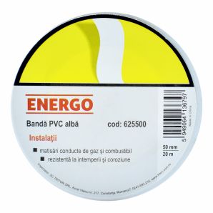 Banda adeziva BP 2351 din PVC alba latime 50mm L-20m g-0.13mm pentru matisat instalatii HVAC ENERGO