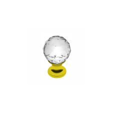 Buton metalic D-20mm auriu lucios cu cristal rotund alb GTV