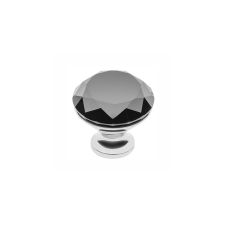 Buton metalic D-20mm crom lucios cu cristal taiat negru GTV
