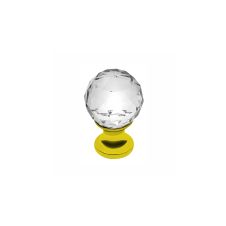 Buton metalic D-25mm auriu lucios cu cristal rotund alb GTV
