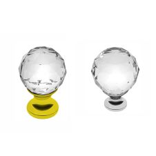 Buton metalic CRA cu cristal rotund alb GTV