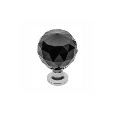 Buton metalic CRN crom lucios cu cristal rotund negru GTV