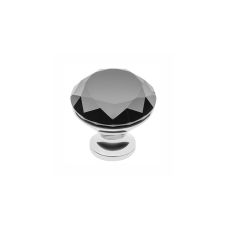 Buton metalic CTN lucios cu cristal taiat negru GTV