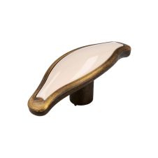 Buton metalic 1889 bronz antic insertie bej