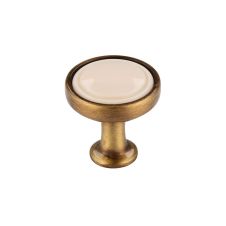 Buton metalic 1971 bronz antic D-23mm insertie bej
