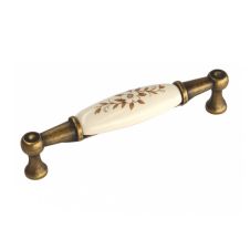 Maner metalic 1699 distanta 96mm bronz antic portelan floare maro