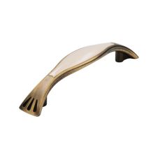 Maner metalic 1881 distanta 96mm bronz antic insertie bej