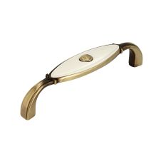 Maner metalic 1898 distanta 96mm bronz antic insertie bej cu ornament