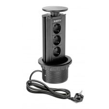 Priza incorporabila rotunda D-100mm 3 locasuri schuko negru GTV