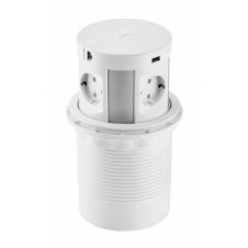 Priza incorporabila COMFORT PLUS incarcare wireless 4 locasuri schuko 2 USB 2 RJ45 alb GTV