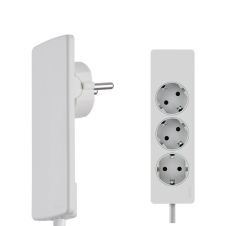 Stecher EVOLINE cu prelungitor L-1.5m 3 prize schuko alb 250V 16A