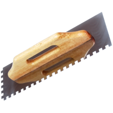 Gletiera zimtata ULC tip elvetian lama inox 480x140mm dantura 10x10mm cu maner lemn BATTIPAV