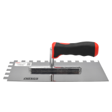 Gletiera zimtata ULC lama inox 280x130mm grosime 0.7mm dantura 12x12mm cu maner bimaterial ENERGO