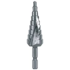 Burghiu in trepte BMT conic diametru 4-20mm L-81mm 2 muchii HSS prindere hexagonala 1/4" RUKO