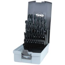 Set burghie metal SBM diametre 1-13mm DIN 338 material HSS-R prindere cilindrica 25 piese cutie plastic RUKO