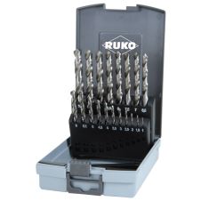 Set burghie metal diametre 1-10mm material HSS-G prindere cilindrica 19 piese cutie plastic RUKO