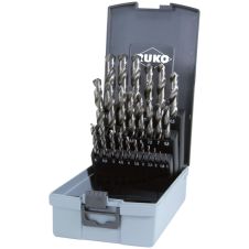 Set burghie metal SBM diametre 1-13mm DIN 338 material HSS-G prindere cilindrica 25 piese cutie plastic RUKO