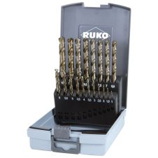Set burghie metal SBM diametre 1-10mm DIN 338 material HSSE-Co5 prindere cilindrica 19 piese cutie plastic RUKO