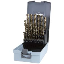 Set burghie metal SBM diametre 1-13mm DIN 338 material HSSE-Co5 prindere cilindrica 25 piese cutie plastic RUKO