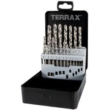 Set burghie metal SBM diametre 1-10mm DIN 338 material HSS-G prindere cilindrica 19 piese cutie metal TERRAX