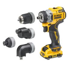 Masina insurubat/gaurit cuplu reglabil acumulator DCD703L2T mandrina portbit-hex1/4'' cap-90grd off-set 400/1500rpm 55Nm 12V/2x3.0Ah BL DEWALT