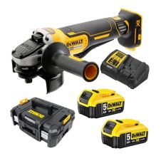 Polizor unghiular cu acumulator DCG406P2 disc D-125mm piulita clasica M14x22.2mm padela turatie fixa 9000rpm antirecul 18V/2x5.0Ah DEWALT