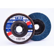 Disc abraziv lamelar LVZ44 125x22.23mm granulatie R 60 zirconiu corund suport fibra pentru inox/metal TAF
