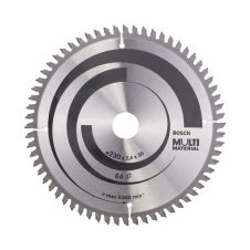 Panza fierastrau circular MULTI MATERIAL 230x30mm g 2.4mm 64 dinti widia 6500rpm pentru plastic/profil aluminiu/PAL BOSCH