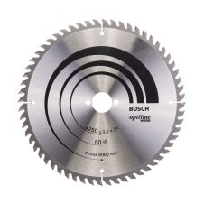 Panza fierastrau circular OPTILINE WOOD 250x30mm g 3.2mm 60 dinti widia 6000rpm pentru lemn brut/lemn multistrat/PAL BOSCH