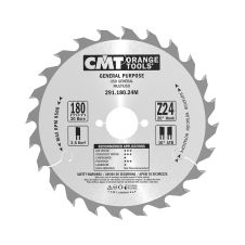 Panza fierastrau circular 180x30mm g 2.6mm 24 dinti widia 9500rpm pentru lemn brut/lemn multistrat/PAL/OSB CMT