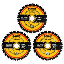 Panza fierastrau circular 190x30mm g 1.6mm 24 dinti widia pentru lemn brut/lemn multistrat/PAL/OSB 3 bucati DEWALT