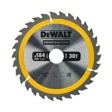 Panza fierastrau circular 184x30mm g 2.6mm 30 dinti widia 7000rpm pentru lemn constructii/lemn brut DEWALT