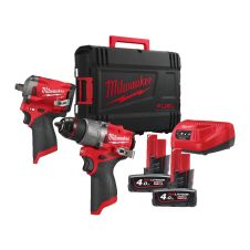 Set 2 masini acumulator M12 FPP2H2-402X FPD2-Surubelnita FIWF12-Cheie-patrat1/2 12V/2x4.0Ah 1x2.0 Ah 1xC12C MILWAUKEE