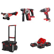 Set 3 masini acumulator M18CBLPD-502C Masina gaurit/insurubat FSAG115X -Polizor BH-0-Rotopercutor 18v/2x5.0Ah 1x2.0Ah valiza troler MILW
