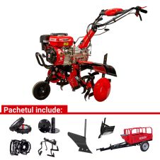 MOTOCULTOR 7CP H90 + ROTI CAUCIUC + PACHET 3 ACCESORII + PRASITOARE + REMORCA 400 KG ENERGO