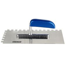 Gletiera zimtata ULC lama inox 280x130mm grosime 0.7mm dantura 10x10mm cu maner lemn ENERGO