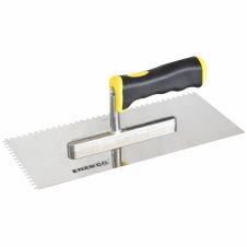 Gletiera zimtata ULC lama inox 280x130mm grosime 0.7mm dantura 4x4mm cu maner bimaterial ENERGO