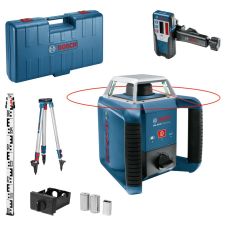 Nivela laser rotativa GRL 400H raza lucru cu receptor 200m fascicul rosu mod orizontal cu trepied si accesorii BOSCH